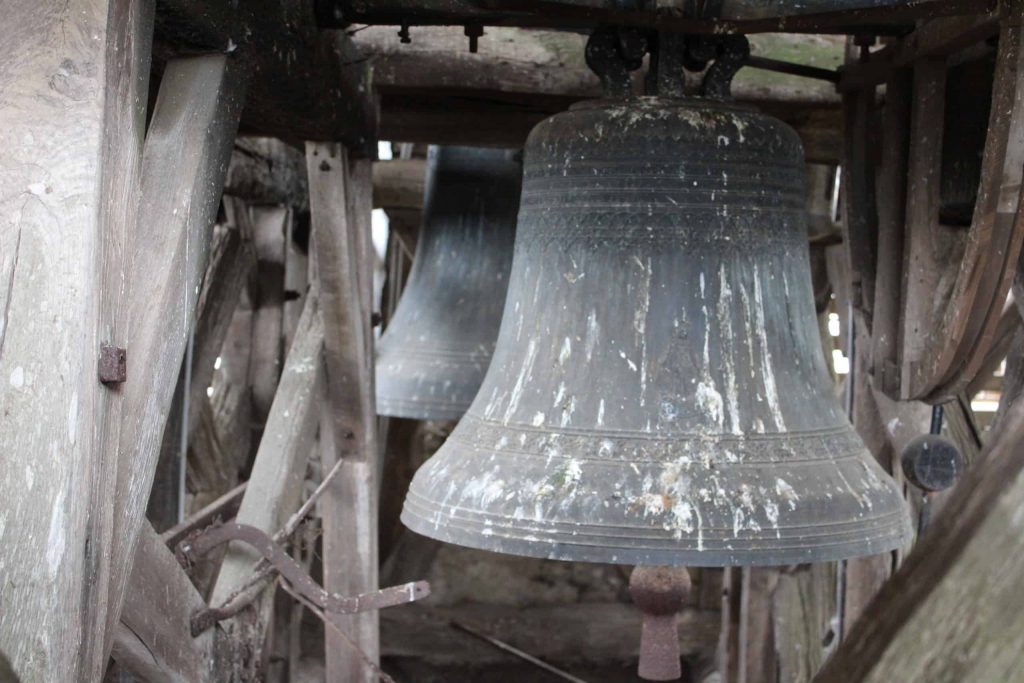 A photo of the bells in the belfry of the Tour Cesar.